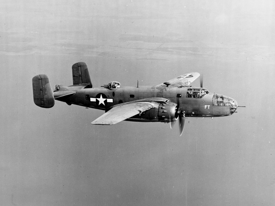 PBJ-1D Mitchell in flight near NAS Patuxent River in February 1944