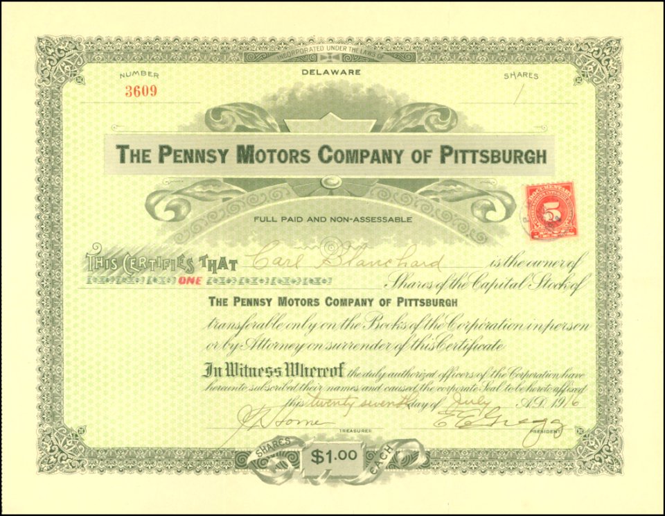 Pennsy Motors Company 1916