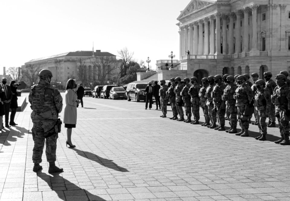 Pelosi thanking National Guardsmen protecting capitol during the second impeachment of Donald Trump (2)