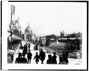 People strolling along parterre, with the Central Dome in the background, Paris Exposition, 1889 LCCN92519797
