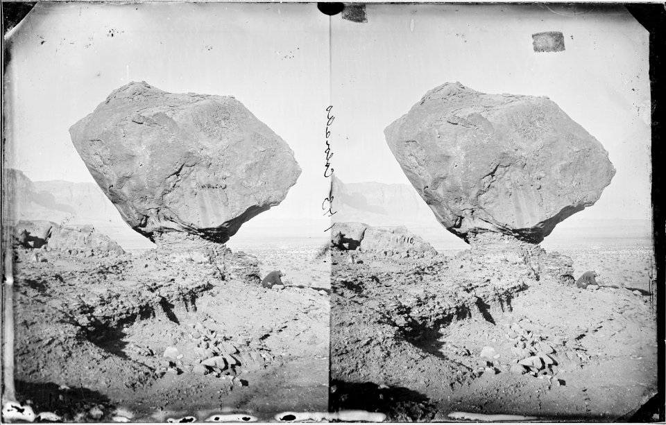 Perched Rock of Sand Stone Rocker Creek near Colorado River Arizona. 1872 - NARA - 519814