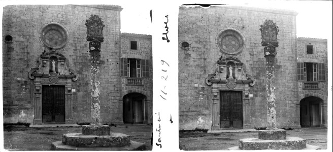 Per l'altre costat i façana de l'església de la Mare de Déu del Lluc