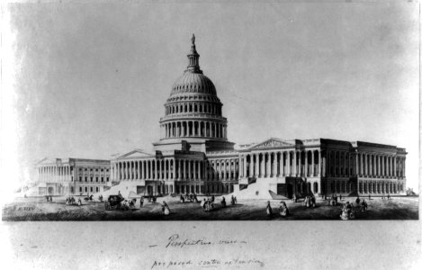 Perspective view of Capitol exterior with proposed east front center extension LCCN2009630844