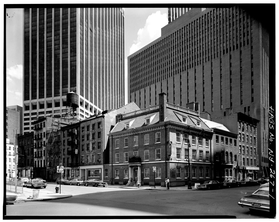 PERSPECTIVE VIEW OF FRAUNCES TAVERN BLOCK, CORNER OF PEARL AND BROAD STREETS, VIEW TAKEN LOOKING EAST