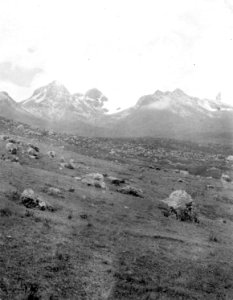 Perus högland. Vägen mellan Quiaca och Pilotoni. Moränmark. Peru - SMVK - 002693