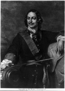 Peter I, The Great, Emperor of Russia, 1672-1725, half-length portrait, standing, sword in hand, facing left LCCN2005689664