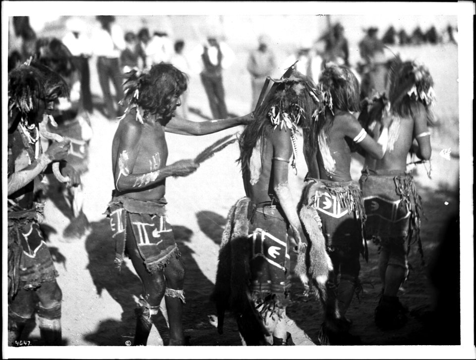 Performing Hopi Snake Dance at pueblo of Oraibi, Arizona, ca.1896 (CHS-4647)