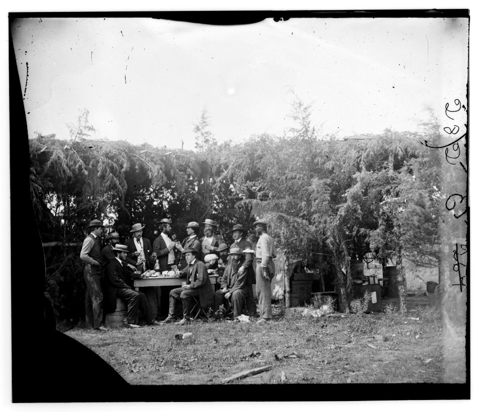 Petersburg, Virginia. Group at Telegraphic Corps quarters. Headquarters, Army of the Potomac LOC cwpb.00921