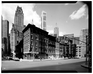 PERSPECTIVE VIEW OF CORNER OF BROAD AND WATER STREETS (FRAUNCES TAVERN IS ON FAR LEFT, LOOKING DOWN BROAD STREET)