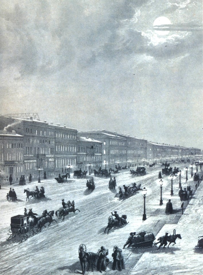 Peterburg, Nevsky Prospekt in winter, 1856