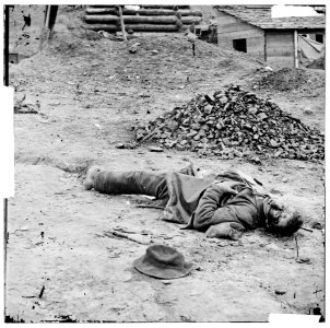 Petersburg, Virginia. Dead Confederate soldier in trenches before Petersburg LOC cwpb.02567