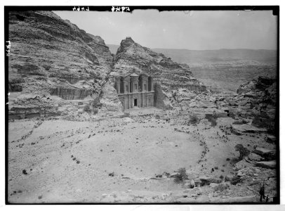 Petra (Wadi Musa). Ed-Der. Semi distant view showing great circular court in foreground LOC matpc.03114