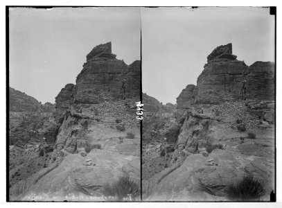 Petra (Wadi Musa). El-Habis area. El-Habis fortifications. The acropolis hill. Showing almost inaccessible ascent LOC matpc.03107
