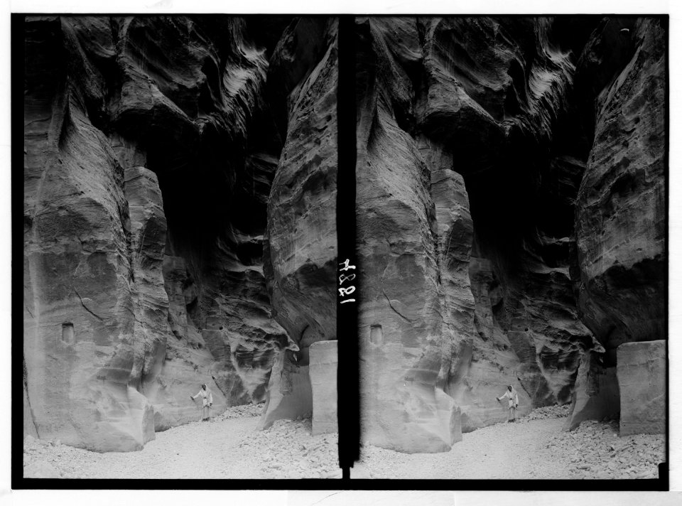 Petra (Wadi Musa). In es-Siq. Showing water canal along the cliff wall LOC matpc.03074