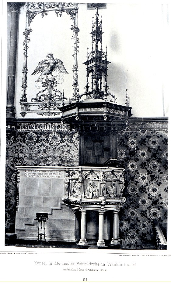 Peterskirche Frankfurt am Main Architekten Grisebach & Dinklage in Berlin, Kanzel, Tafel 51, Kick Jahrgang II