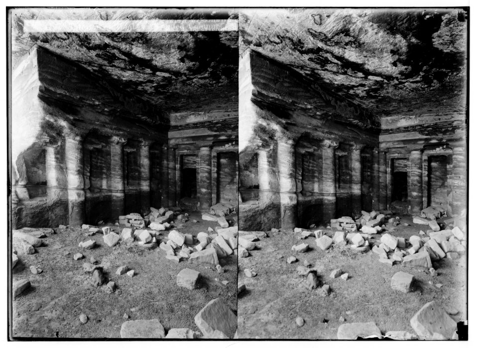 Petra in Transjordan. Interior of tomb with fluted columns LOC matpc.01663