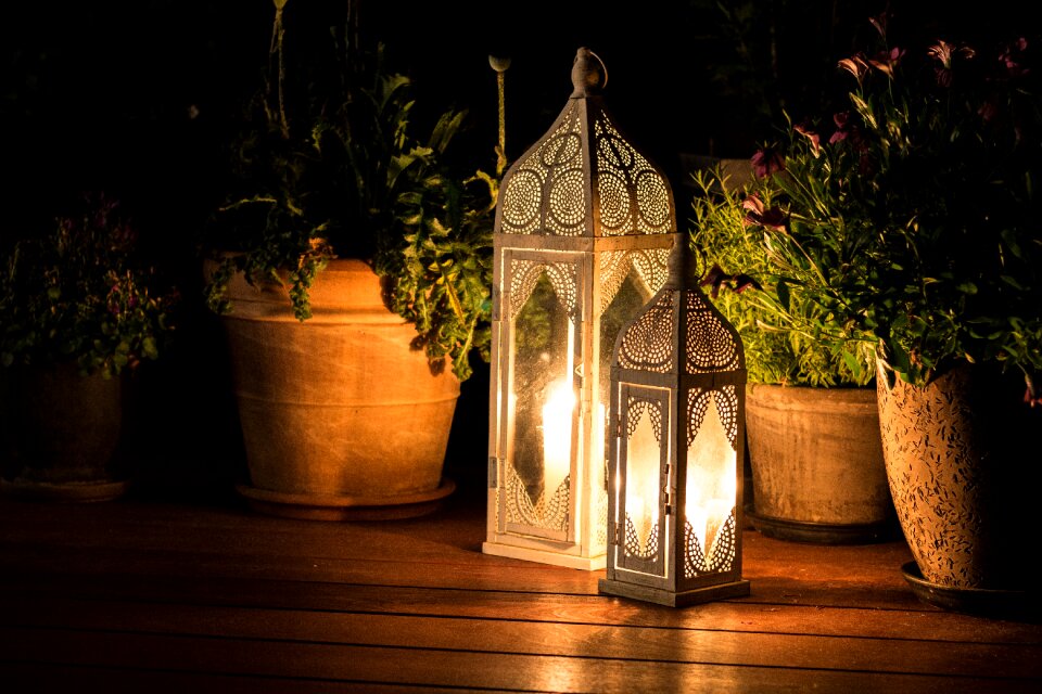 Terrace lanterns evening