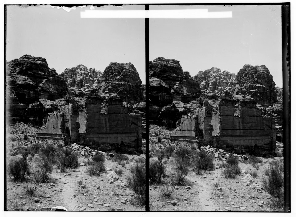 Petra in Transjordan. Temple of Kasr Fir'aun from the E. LOC matpc.01653