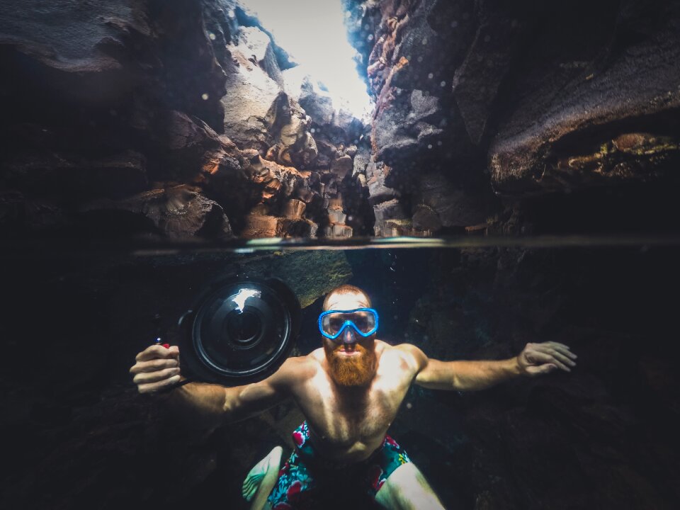 Swimming water cave photo