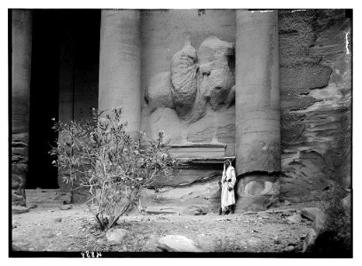 Petra (Wadi Musa). El-Khazneh. Equestrian bas relief. On façade south side of portico LOC matpc.03082