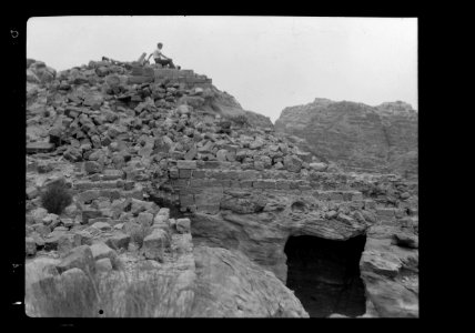 Petra. El-Habis area. El-Habis fortifications, the Acropolis hill. Remains of the Crusader castle LOC matpc.16281