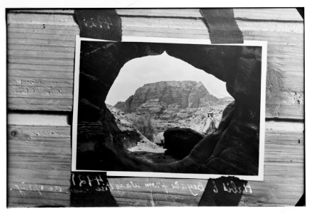 Petra (Wadi Musa). El-M'esrah area. Umm el Biyara and el Habis. Taken through the opening of a cave LOC matpc.03100