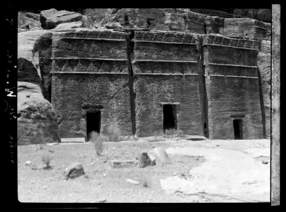 Petra. Lower Siq. Nabatean Assyrian type monument with double crowfoot frieze LOC matpc.16271