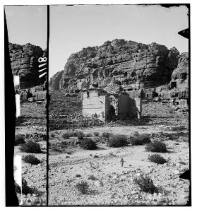 Petra in Transjordan. Temple of Kasr Fir'aun from the N.E. LOC matpc.01654