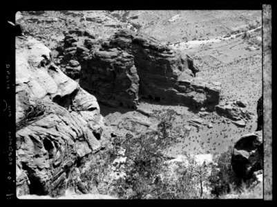 Petra. El-Habis area. El-Habis from Umm el-Biyara showing position of Crusader castle LOC matpc.16278