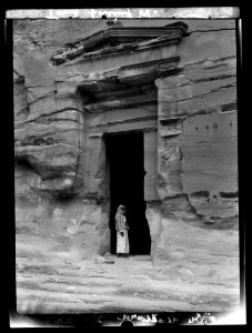 Petra. El-M'esrah area. Pedimented doorway of corniced monument. Highly decorated type with double pilasters LOC matpc.16275