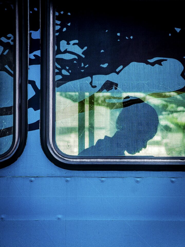 Girl passenger silhouette