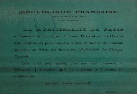 Petitpalais les oeuvres d art mutilées invitation 1103526
