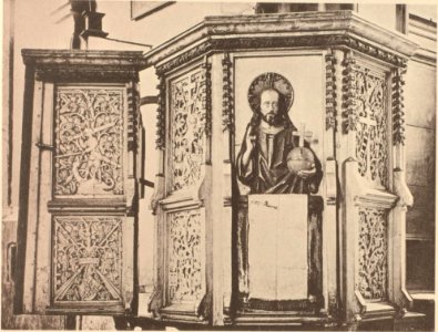 Petrikirche Innenansicht mit Kanzel um 1890
