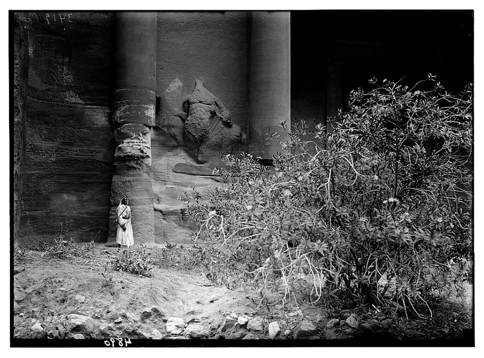 Petra (Wadi Musa). El-Khazneh. Equestrian bas relief. On façade north side of portico LOC matpc.03083