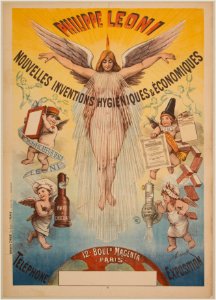 Philippe Leoni. Nouvelles inventions hygiéniques et économiques (affiche, 1895)