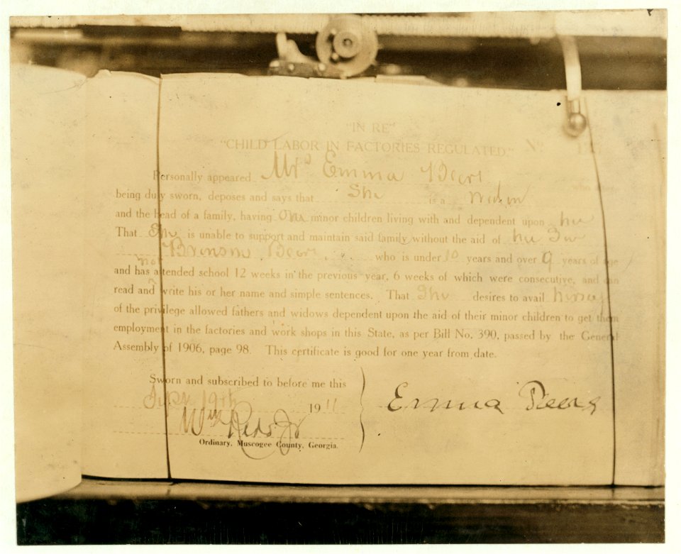 Photo of Ordinary's Certificate for Bronson Beers, 9 years old, (and therefore illegal). The Deputy Clerk told me 'That was likely a clerical error.' but I found five of these 'errors' LOC nclc.02829