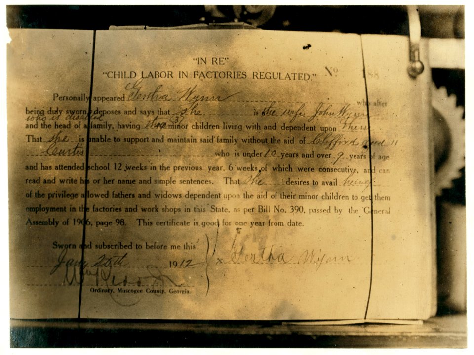 Photo of Ordinary's Certificate for Curtis Wynn, 9 years old (and therefore illegal). The Deputy Clerk told me 'That was likely a clerical error.' but I found five of these 'errors' issued LOC cph.3a46548