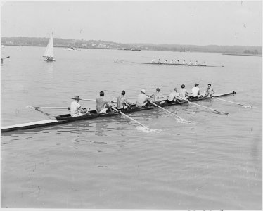 Photo taken during a cruise which President Truman took on the presidential yacht Williamsburg, evidently on the... - NARA - 199709 photo