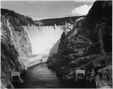 Photograph Looking Down the Colorado River Toward the Boulder Dam, 1941 - NARA - 519846 photo