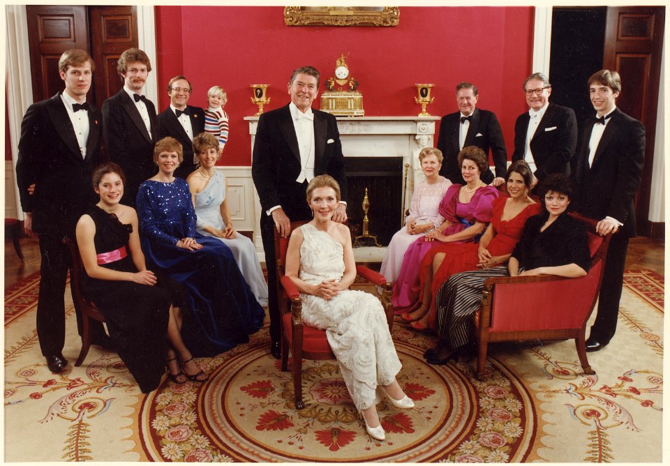 Photograph of 1981 Inaugural Family Photo-(standing from left to right) Geoffrey Davis, Dennis Revell, Michael... - NARA - 198508