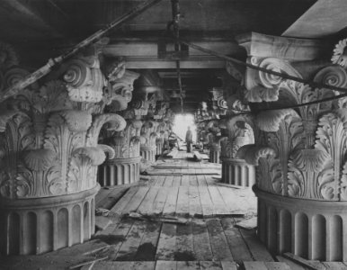Photograph of a Stonemason Among the Corinthian Column Capitals of the National Archives Building (36060691712)