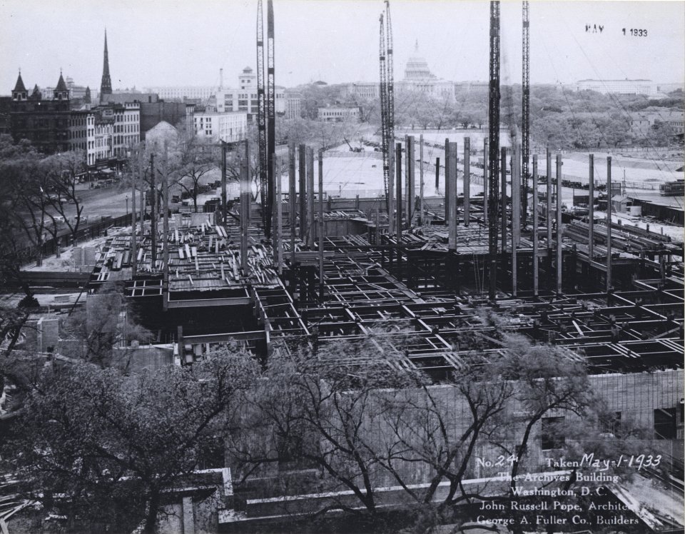 Photograph of a View of the Entire Site for the National Archives Building with Some Completed Walls, Washington, D.C. (36777325085)
