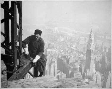 Photograph of a Workman on the Framework of the Empire State Building - NARA - 518290