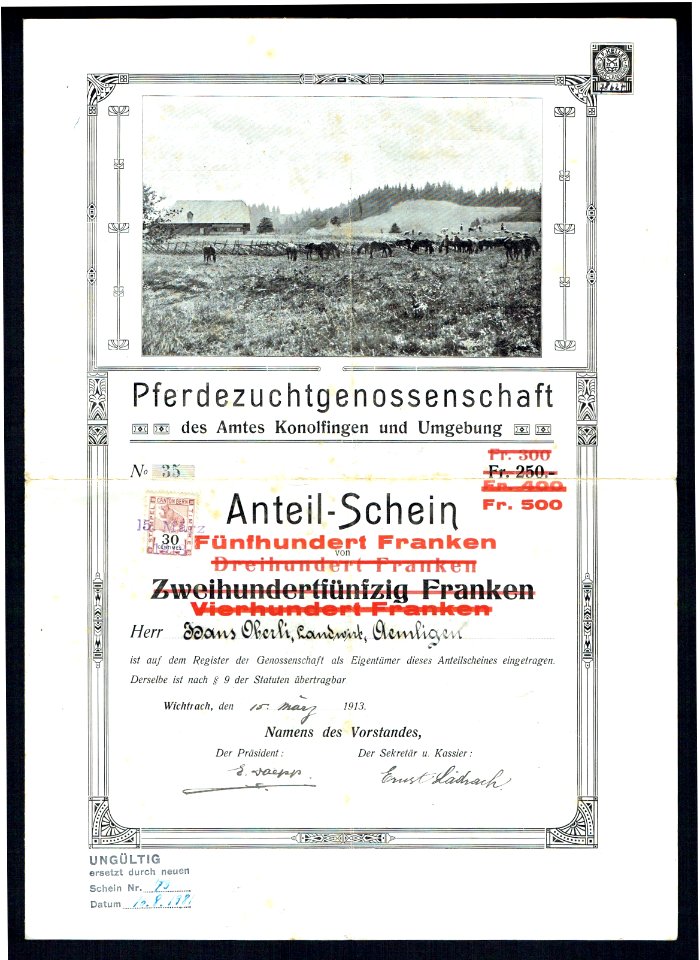 Pferdezuchtgenossenschaft des Amtes Konolfingen und Umgebung 1913