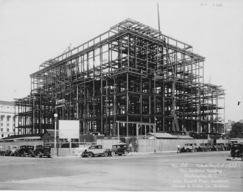 Photograph of Construction and Addition of Structural Support of the National Archives Building, Washington, D.C. (36777337965)