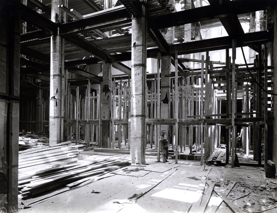 Photograph of Construction of a Stack Area in the National Archives Building (36031230926)