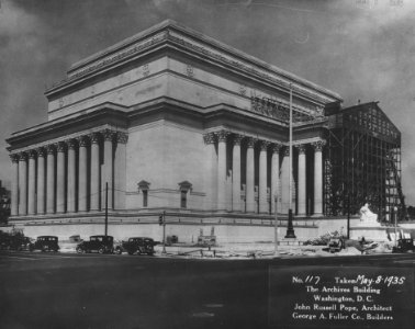 Photograph of Construction of the National Archives Building, 9th Street and Constitution Avenue Quarter, Washington, D.C. (36740318205)
