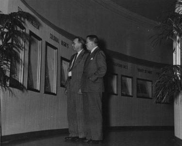 Photograph of Dr. Wayne C. Grover, Right, Dr. Robert Bahmer, Left, at the Official Preview Freedom Train Exhibit (19058367666)