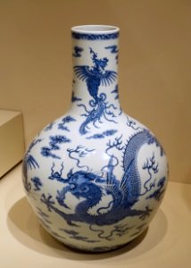 Phoenix and Dragon vase, Jingdezhen ware, Jiangxi province, China, Qing dynasty, 1800s AD, porcelain with underglaze blue - Portland Art Museum - Portland, Oregon - DSC08408 photo