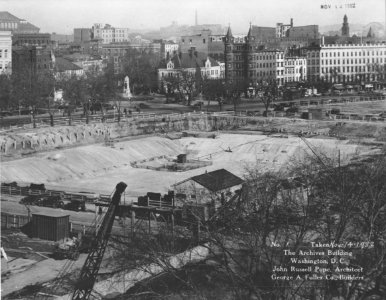 Photograph of a View of the Entire Site for the National Archives Building with a Completed Foundation, Washington, D.C. (35969978563)